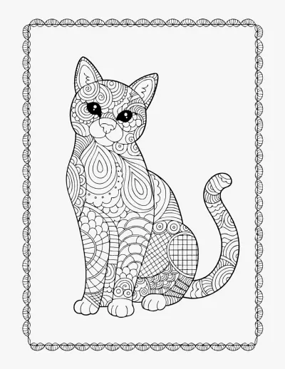 Patterned Cat coloring page
