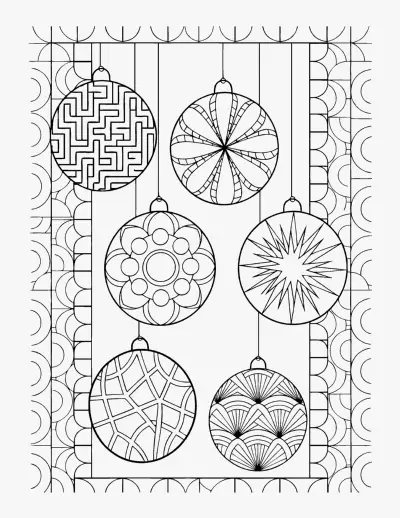 Patterned Baubles coloring page