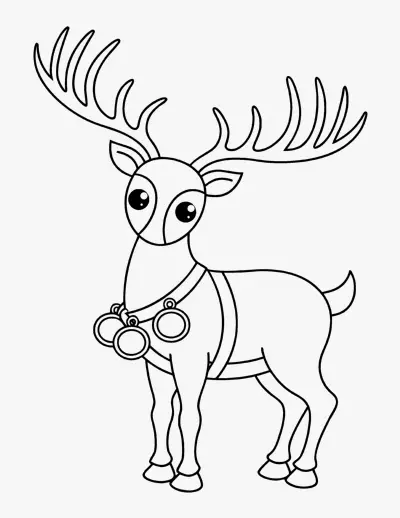 Reindeer with Bells coloring page