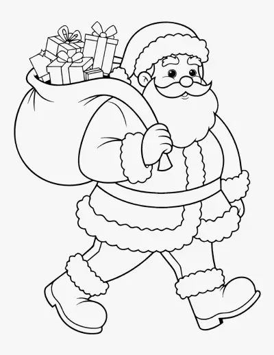 Santa with a Sack of Presents coloring page