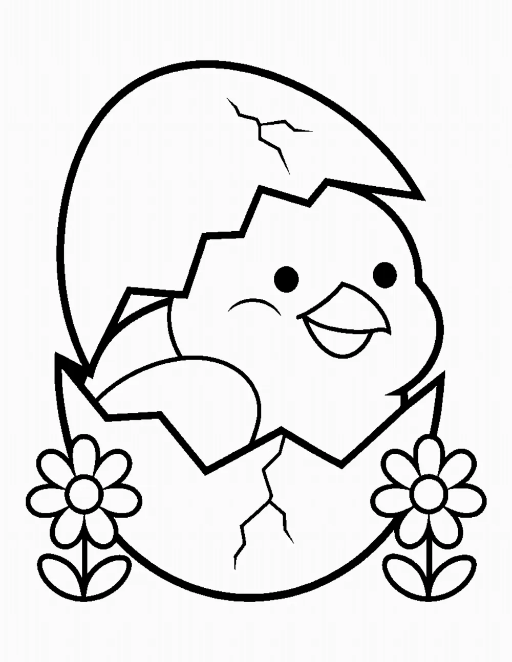Baby Chick Hatching from an Egg coloring page