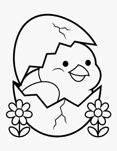 Baby Chick Hatching from an Egg coloring page
