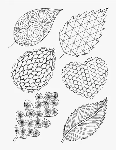 Patterned Autumn Leaves coloring page