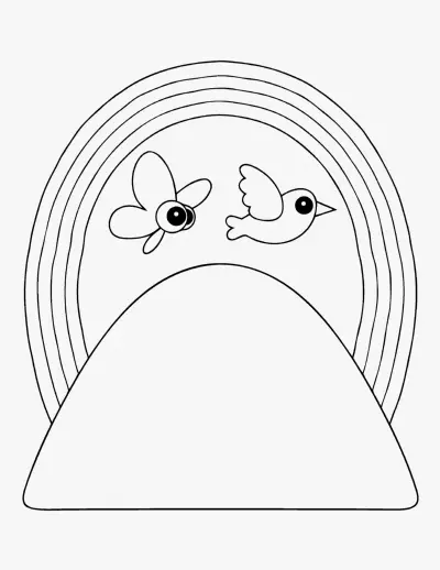 Rainbow over a Hill coloring page