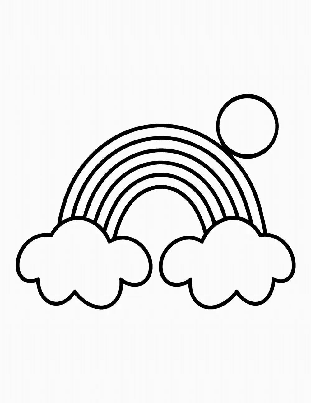 Rainbow with Clouds and Sun coloring page