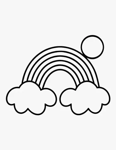 Rainbow with Clouds and Sun coloring page