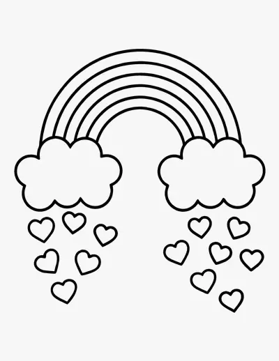 Rainbow with Hearts coloring page