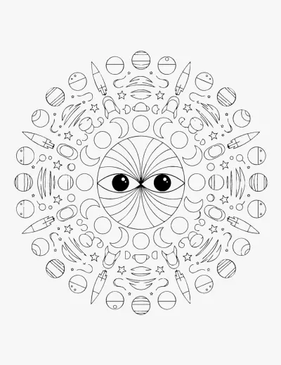 Space Mandala coloring page