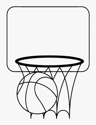 Basketball and Hoop coloring page