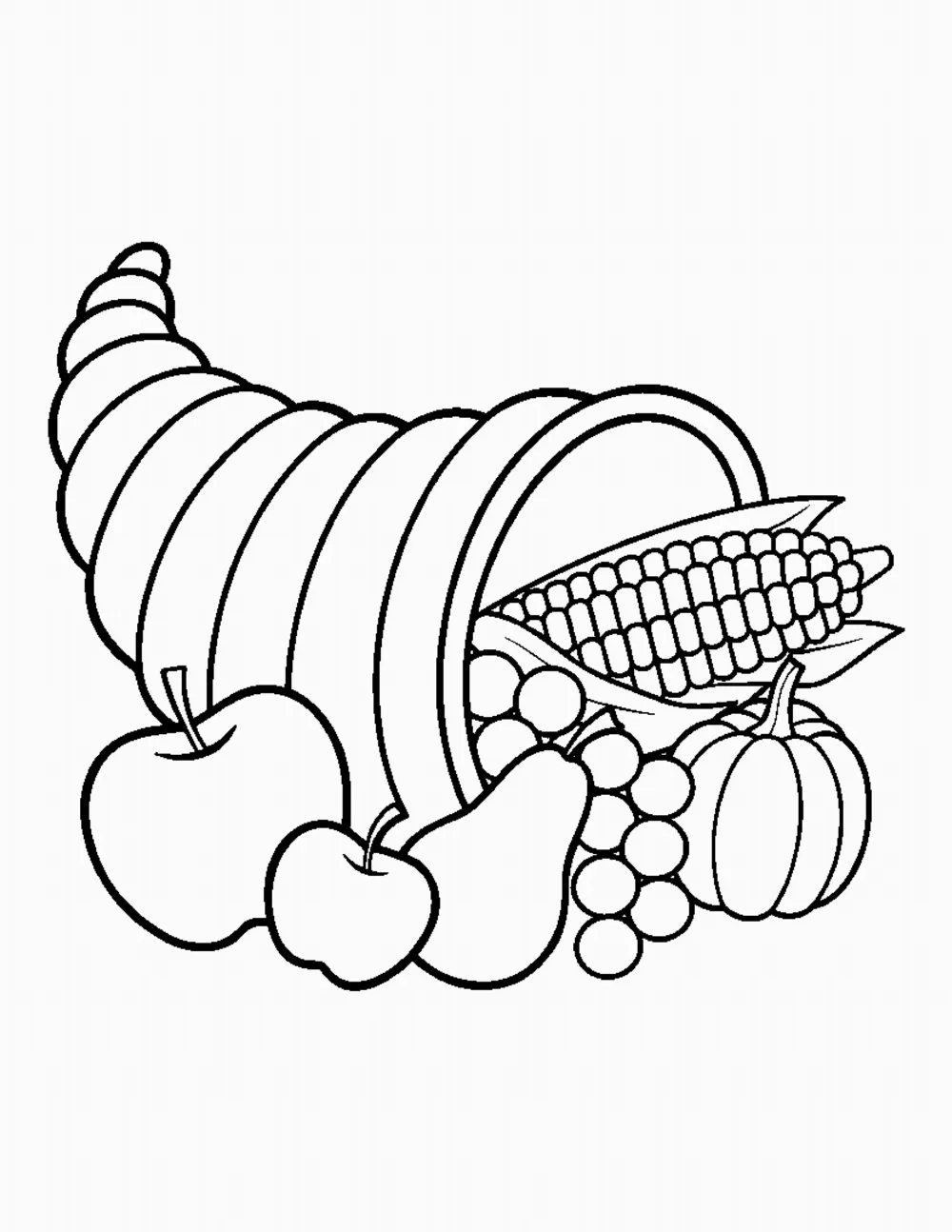 Cornucopia with Fruit coloring page