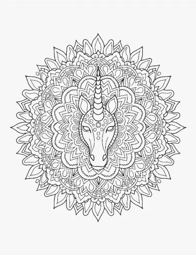 Unicorn Mandala coloring page