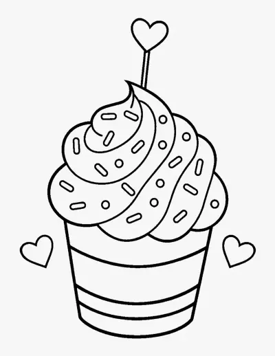 Valentine Cupcake coloring page