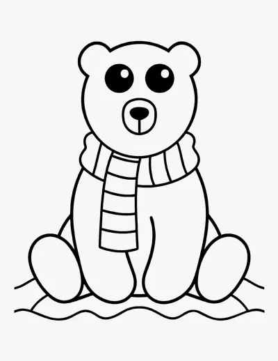 Polar Bear in a Scarf coloring page