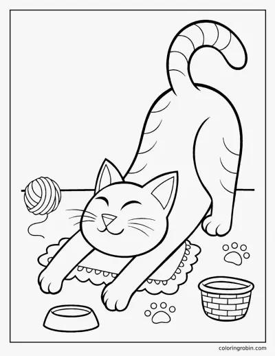 Cat Stretching coloring page