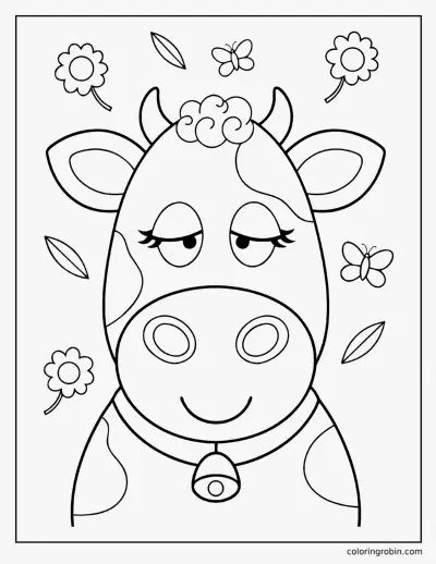 Cow Face Closeup coloring page