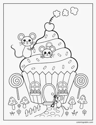 Cupcake Fairy House coloring page