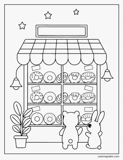 Donut Shop Window coloring page