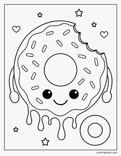 Smiling Donut coloring page