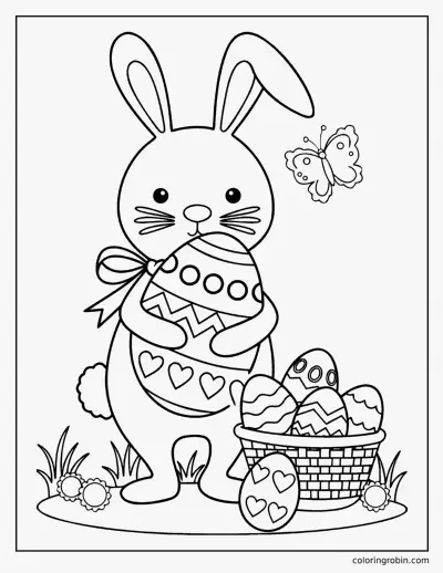Bunny with Eggs coloring page