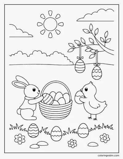 Egg Hunt Basket coloring page