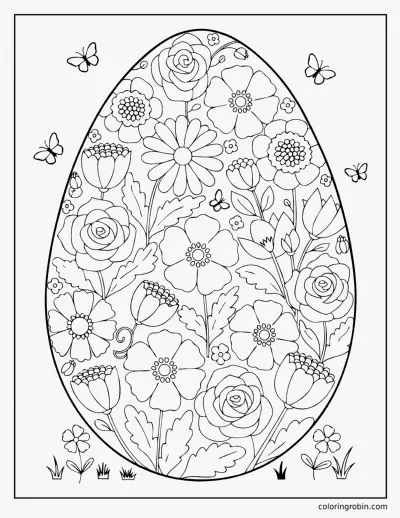 Floral Easter Egg coloring page