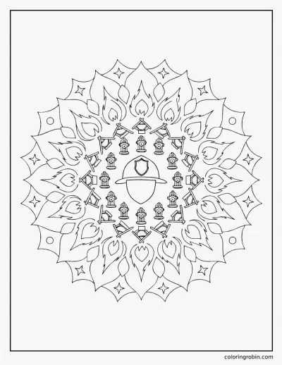 Fire Safety Mandala coloring page