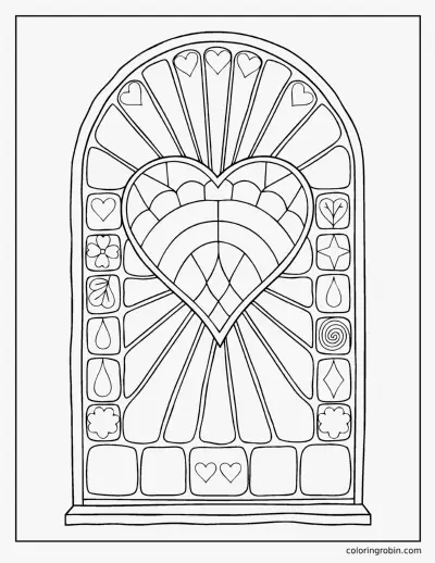 Stained Glass Heart coloring page