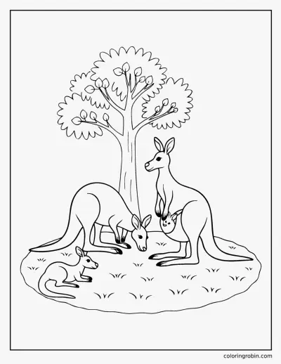 Mob of Kangaroos coloring page