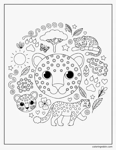 Leopard Doodle Page coloring page