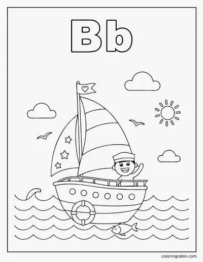 B Is for Boat coloring page