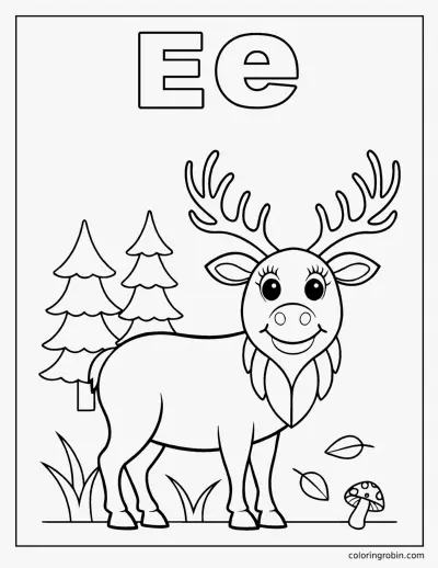E Is for Elk coloring page