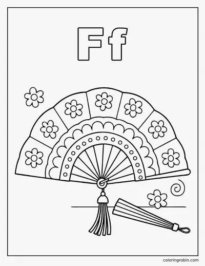 F Is for Fan coloring page