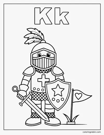 K Is for Knight coloring page