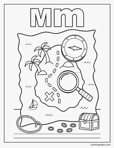 M Is for Map coloring page