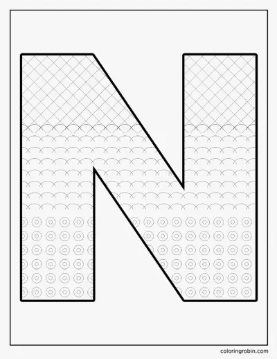 Patterned Letter N coloring page
