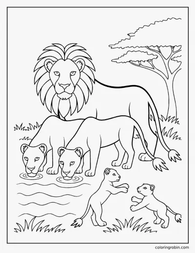 Lion Pride coloring page