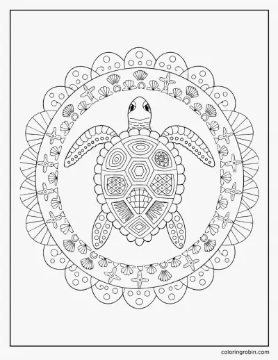 Sea Turtle Mandala coloring page