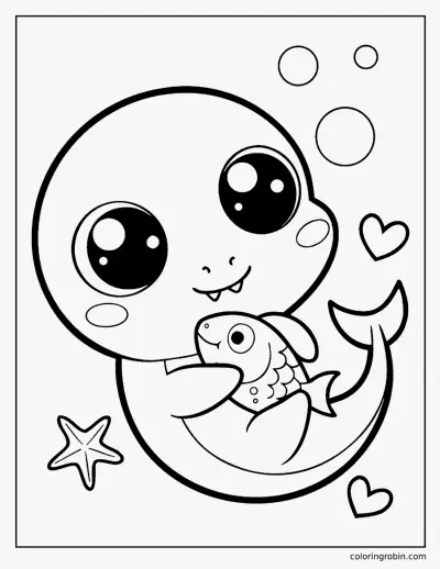 Kawaii Baby Mosasaurus coloring page