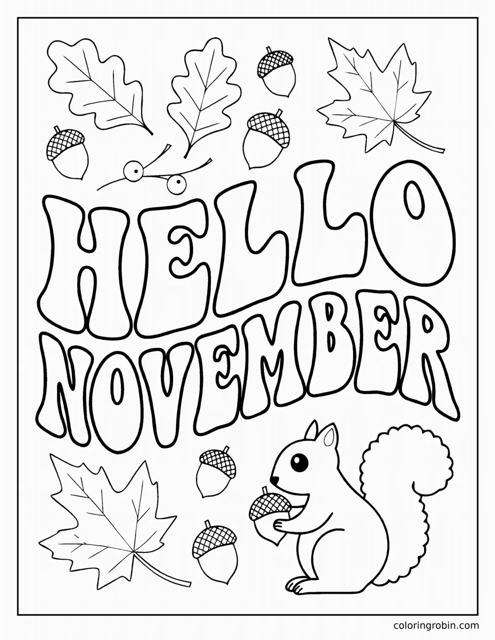 Hello November coloring page
