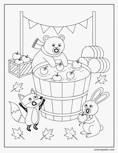 Bobbing for Apples coloring page