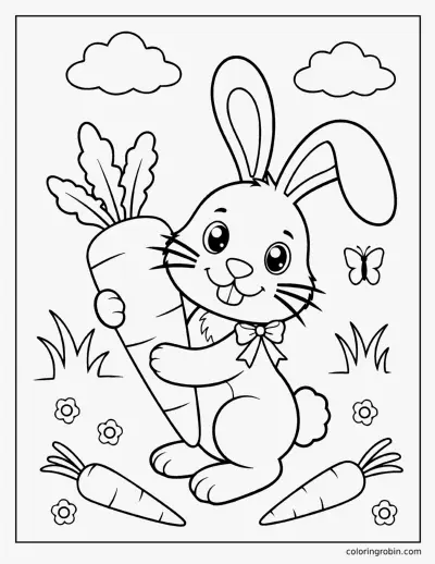 Bunny with a Carrot coloring page