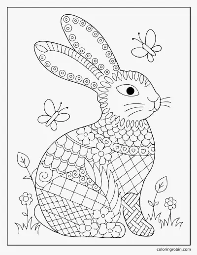 Patterned Bunny coloring page
