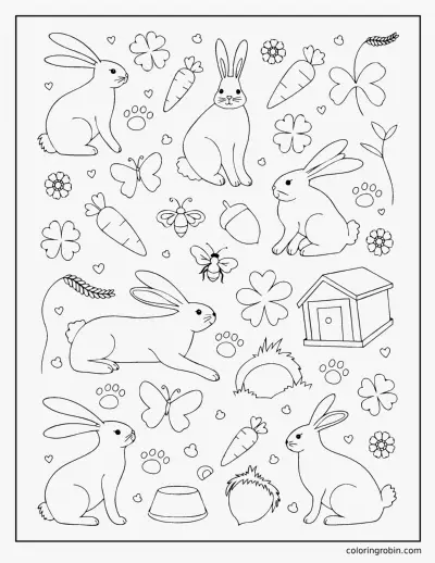 Rabbit Doodle Page coloring page