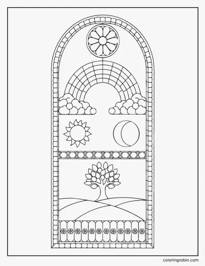 Stained Glass Rainbow Window coloring page