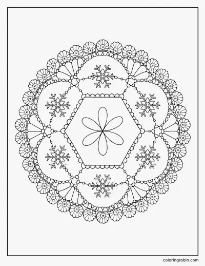 Snowflake Lace Doily coloring page