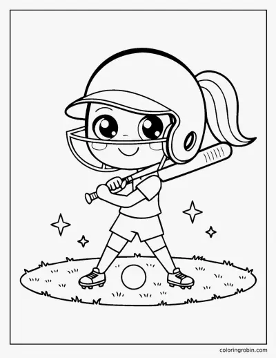 Cute Softball Player coloring page
