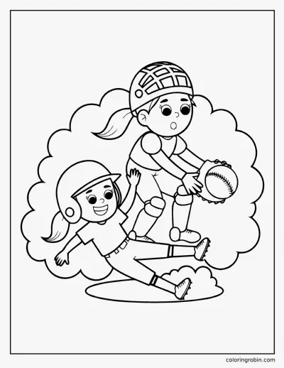 Sliding into Base coloring page