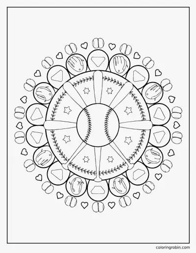 Softball Mandala coloring page