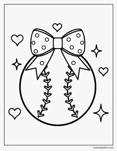 Softball with a Bow coloring page