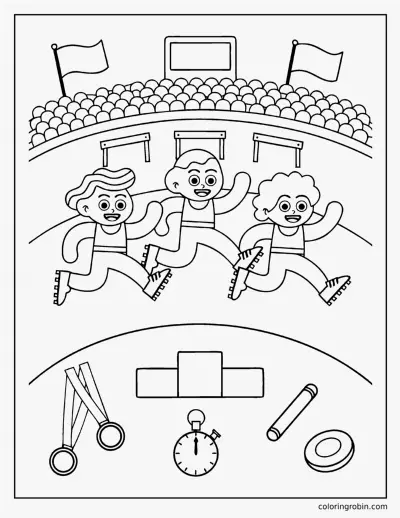Athletics Track Scene coloring page